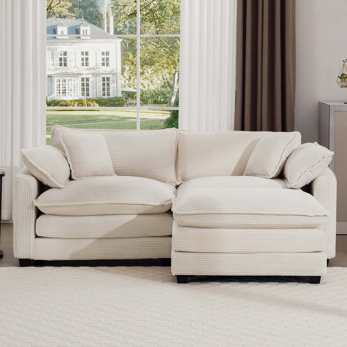 Modern Oversized Modular Cushion Sofa With Ottoman, Low Back, Deep Seating Sofa Set