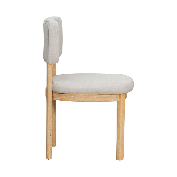 Dining Table Set With 6 Upholstered Chairs, Rectangular Table With Cutout Legs