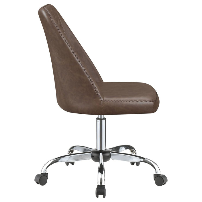 Adjustable Office Chair With Diamond Tufted Backrest Base - Brown