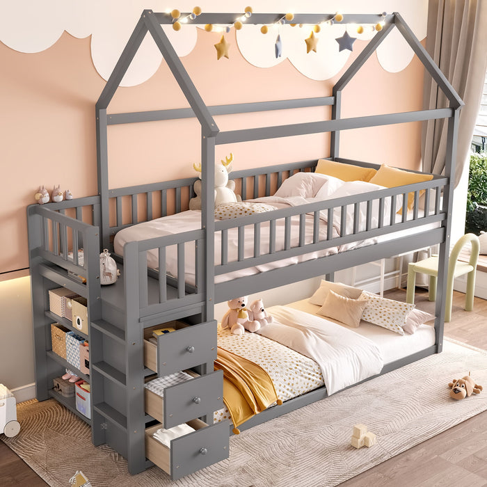 Bunk Bed With Shelves And Drawers, Storage Focused Design