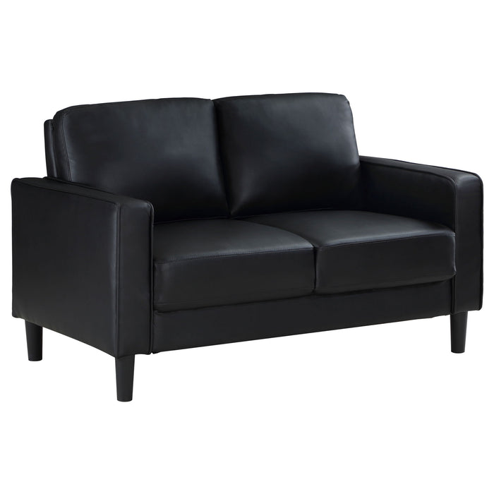 Weld 3 Piece Upholstered Track Arm Sofa Set - Black