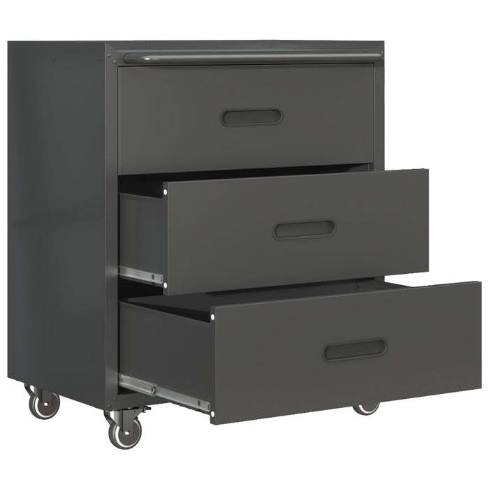 Heavy Duty Metal Storage Cabinet With Wheels 3 Drawer Tool Cabinet For Garage, Office, And Home Organizer Solutions