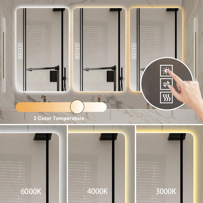 Wall Mounted Bathroom Full Length Makeup Mirror With 3 Color Lighting - Clear