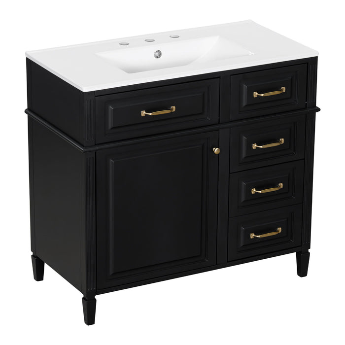 Modern Bathroom Vanity With Sink Top, Flip Drawer Design