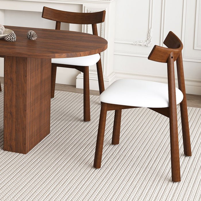 Oval Dining Table Set For 6 With 4 Chairs - Walnut