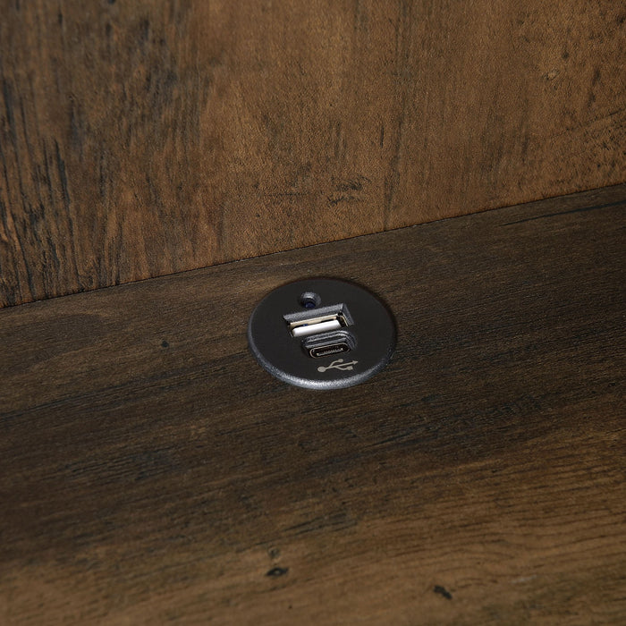 Multifunctional Bookcase With Three Open Shelves, 2 Drawers, Dual USB Charging Outlet