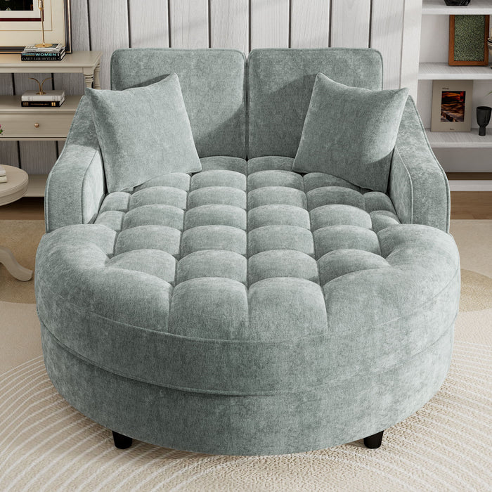 Modern Chaise Lounge Upholstered Sofa Couch With Tufted Seat And Detachable Pillows For Living Room
