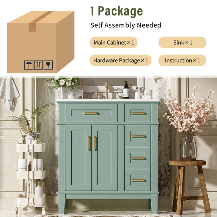 Modern Bathroom Vanity With Sink, Storage Cabinet, Soft Close Doors, Deep & Standard Drawers