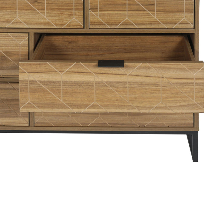 Modern 7 Drawer Dresser Cabinet - Walnut