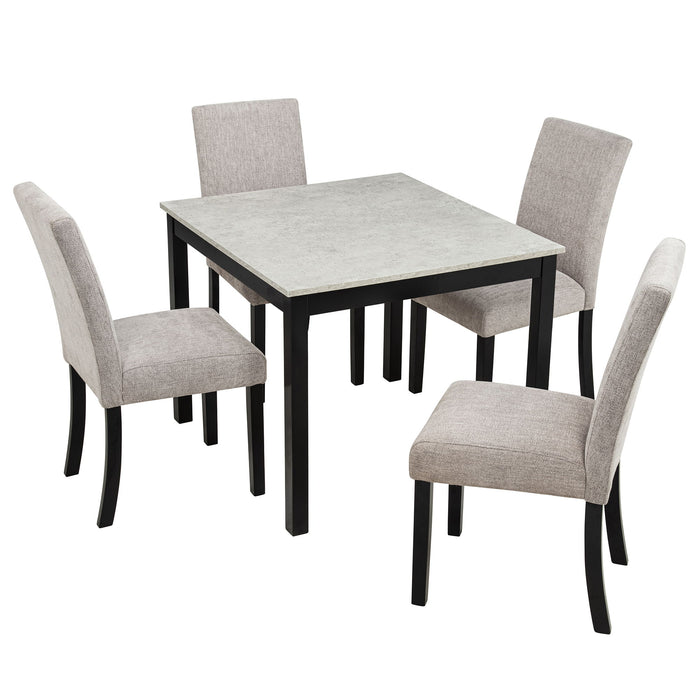 Modern 4 Person Dining Table Set With 4 Chairs