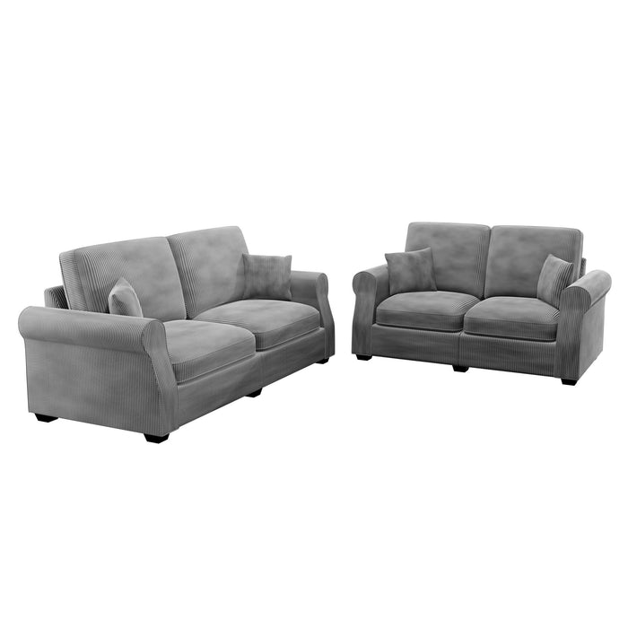 Contemporary 2 Piece Sofa Set With Matching Pillows