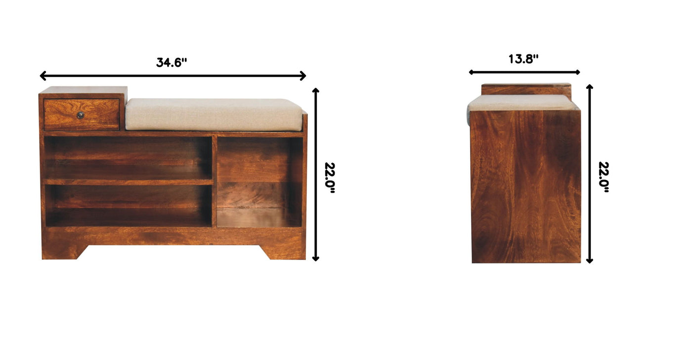 Retreat - Shoe Bench, 1 Drawer - Chestnut