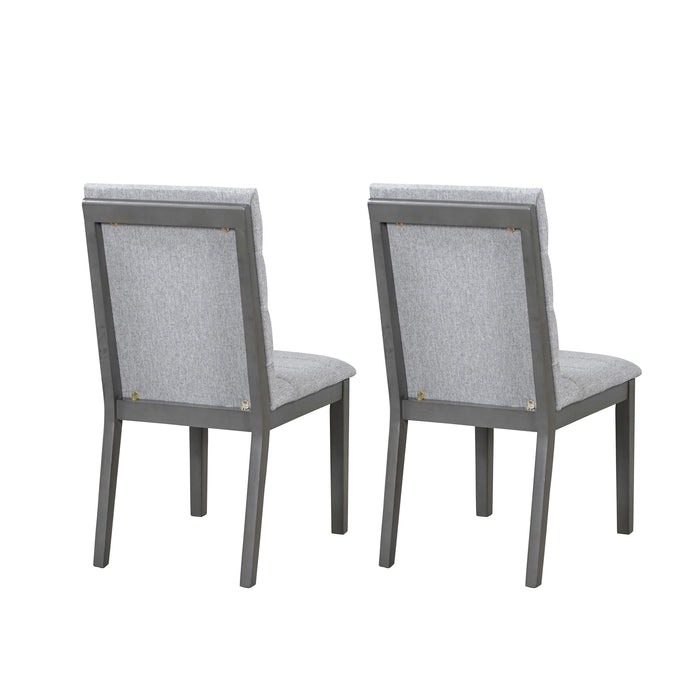 Tufted Upholstery Modern Dining Chairs (Set of 2) Sleek Comfort With Rubber Wood Frame - Gray / Oak