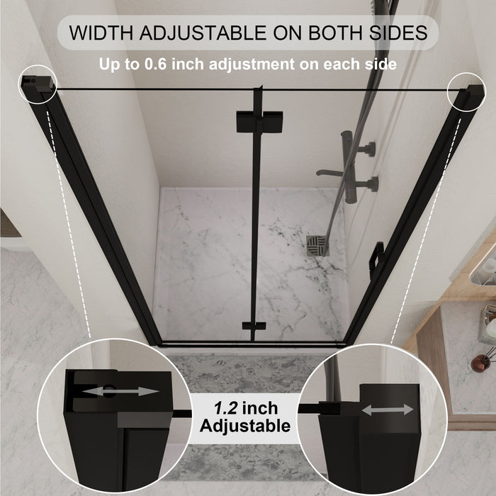 Semi Frameless Bifold Pivot Shower Door, Reversible Installation
