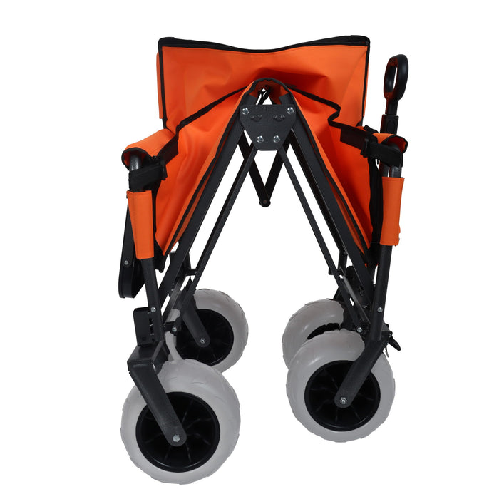 3 In 1 Folding Wagon With Bench Seat & Rear Mounted Tabletop - Orange