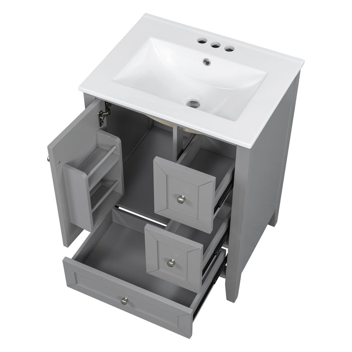 Modern Bathroom Vanity With Sink, Freestanding Cabinet With Drawers And Shelves