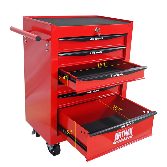 Rolling Metal Tool Chest With Drawers, Steel Storage Cabinet With Ball Bearing Slides
