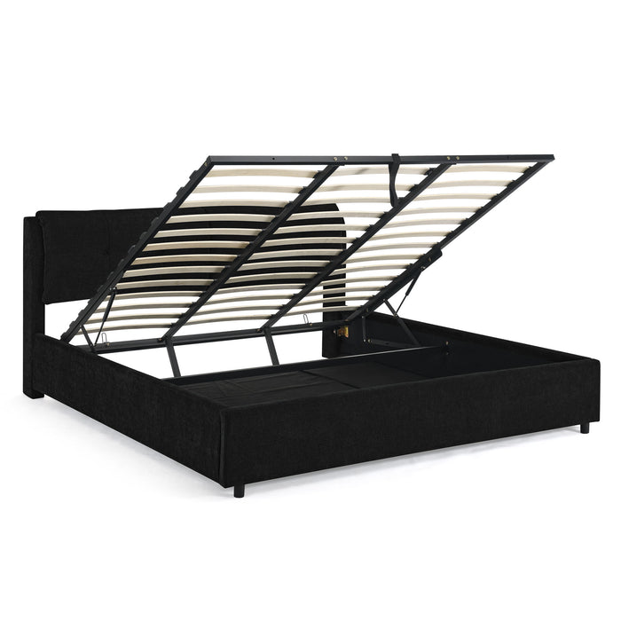 Storage Upholstered Hydraulic Platform Bed With Integrated Headboard