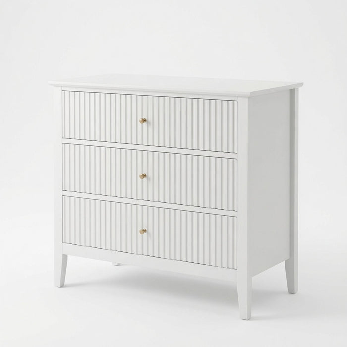 3 Drawer Nightstand, Wide With Soft Close Slides - White