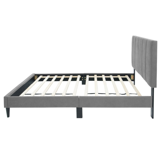 Bed With Channel Tufted Adjustable Headboard