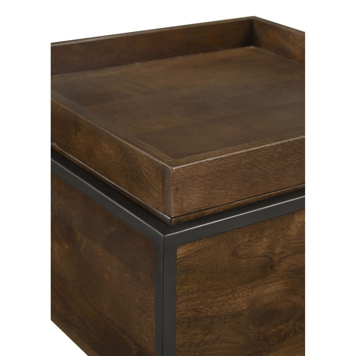 Ondrej - Square Accent Side Table With Removable Tray - Dark Brown