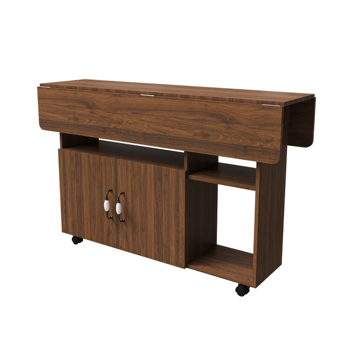 Multi Functional Folding Table With Storage Shelves And Wheels