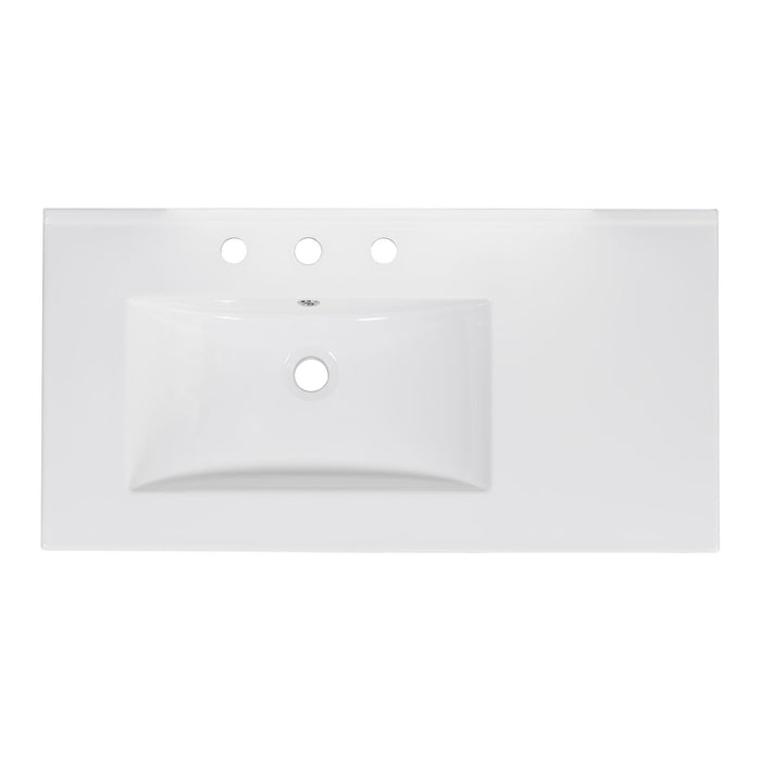 Bathroom Vanity With Ceramic Sink Combo, Abundant Storage Cabinet 2 Soft Close Doors And 5 Drawers