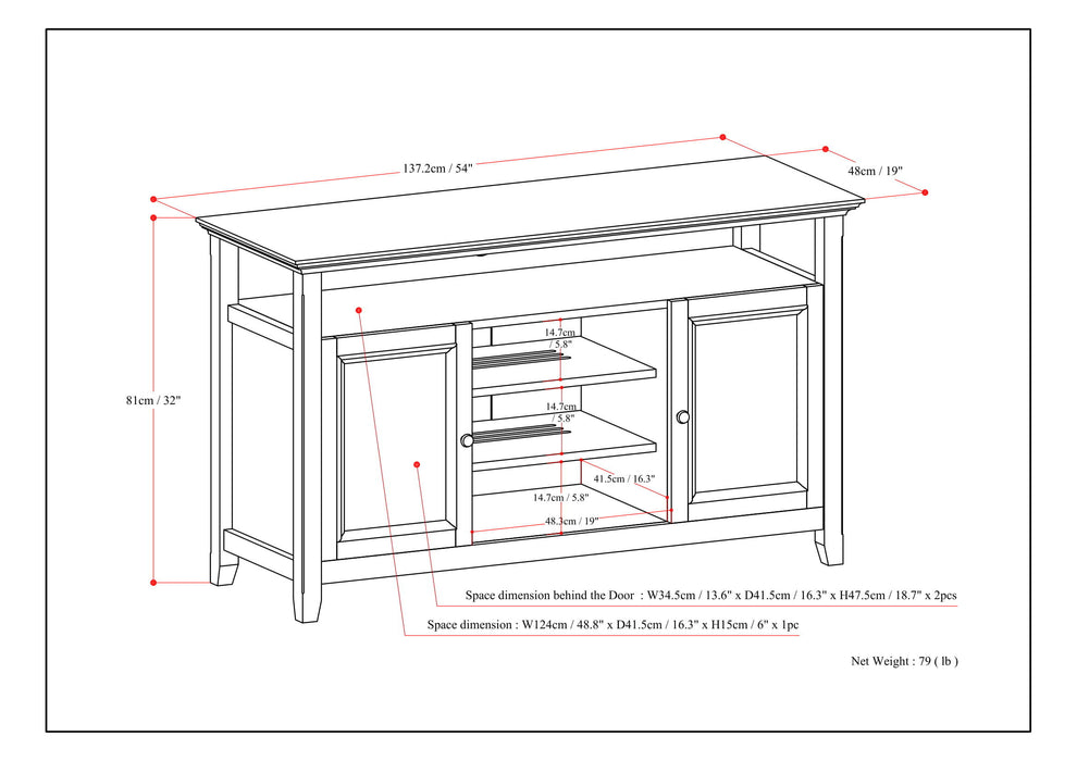 Amherst - TV Media Stand - Medium Saddle Brown