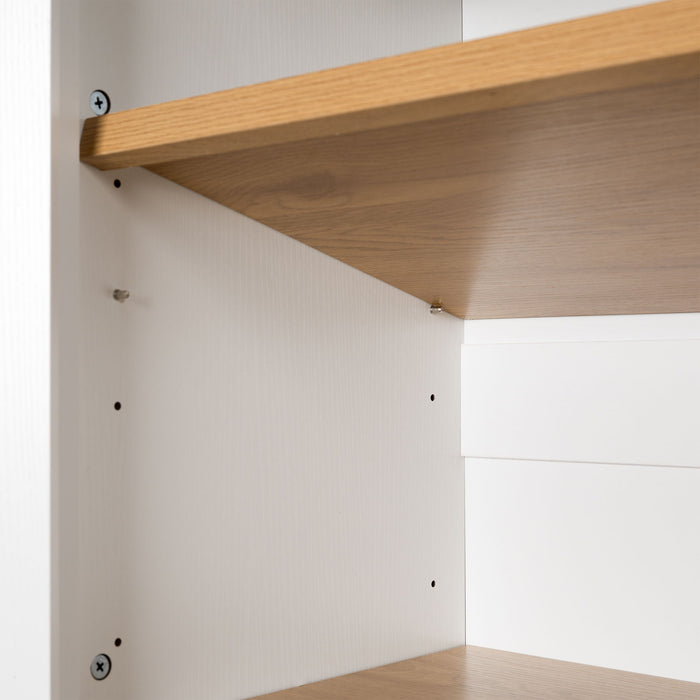 Tall Arched Cabinet With Rattan Doors & Adjustable Shelves