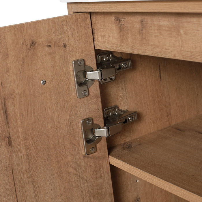 35" Freestanding Bathroom Vanity With Soft Close Doors And 2 Drawers (Vanity Only) - Imitative Oak