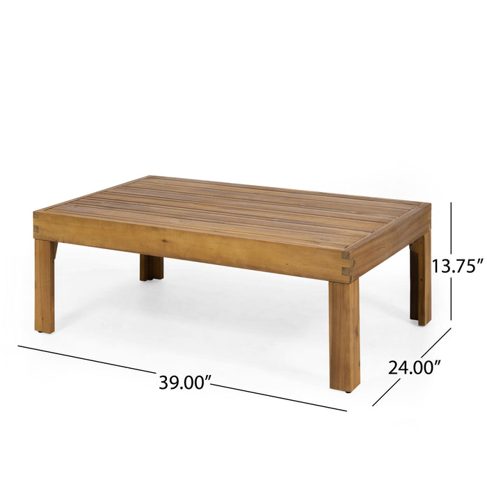 Outdoor 4 Seater Acacia Wood Chat Set With Wicker Accents And Cushions - Teak / Mixed Brown / Beige