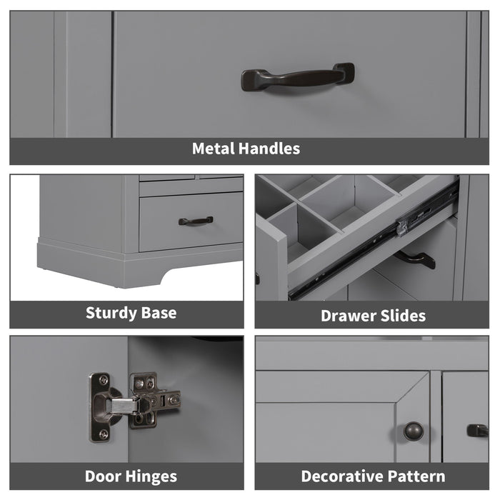Modern Bathroom Vanity With Sink, 6 Drawers, Adjustable Shelf