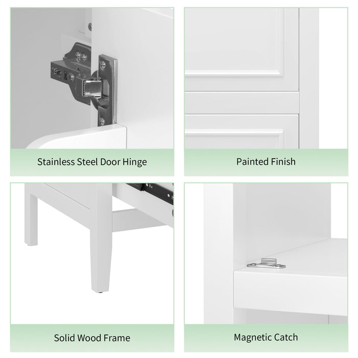 Bathroom Vanity With Sink, Adjustable Feet, 1 Drawer And Door Shelf Storage - White