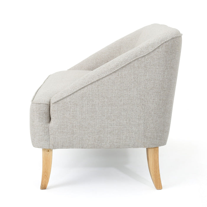 Modern Fabric Loveseat With Sloped Armrests For Living Room - Beige