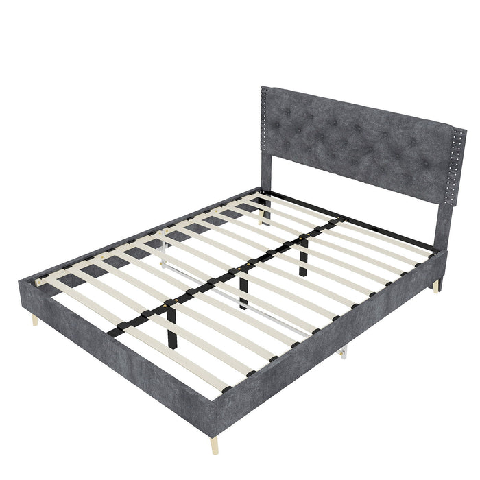 Upholstered Bed With Tufted Headboard