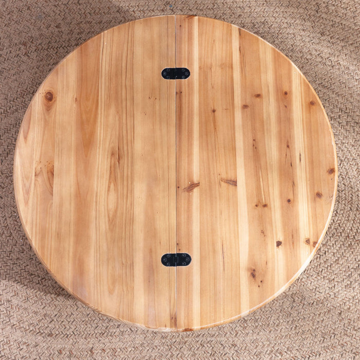 Round Wooden Coffee Table With Hidden Storage, Modern Rustic Centerpiece For Living Room - Multi / Natural / Rustic