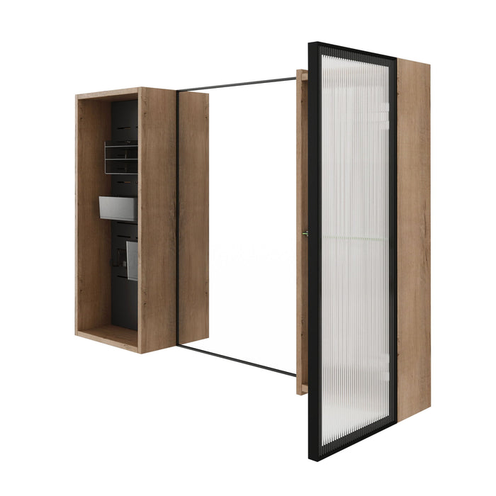 41.6" Wall Mounted Bathroom Cabinet With Adjustable Shelves Storage Cabinet - Imitative Oak
