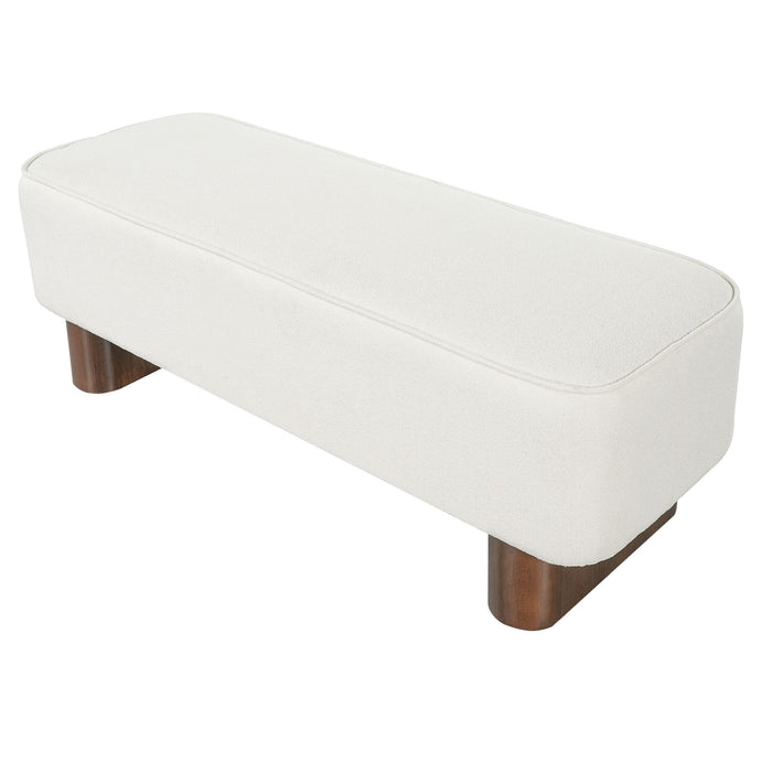 Upholstered Ottoman Bench With Thick Padded Design - Beige