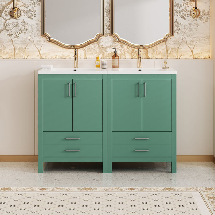 Bathroom Vanity With Sink Combo, Freestanding Storage Cabinet, Soft Closing Doors - Green