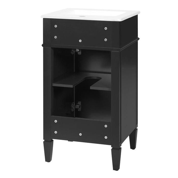 French Style Bathroom Vanity With Sink, Soft-Closing Door, Adjustable Shelf, Rectangular Design