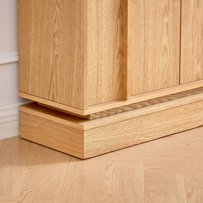 Fluted Sideboard Buffet Cabinet With 2 Doors And Adjustable Shelf, Storage Cabinet For Entryway