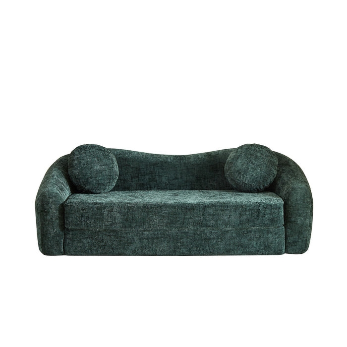 Curved Convertible Sofa, 2 In 1 Frameless Folding Sofa Bed With Pull Out Base And Deep Seat