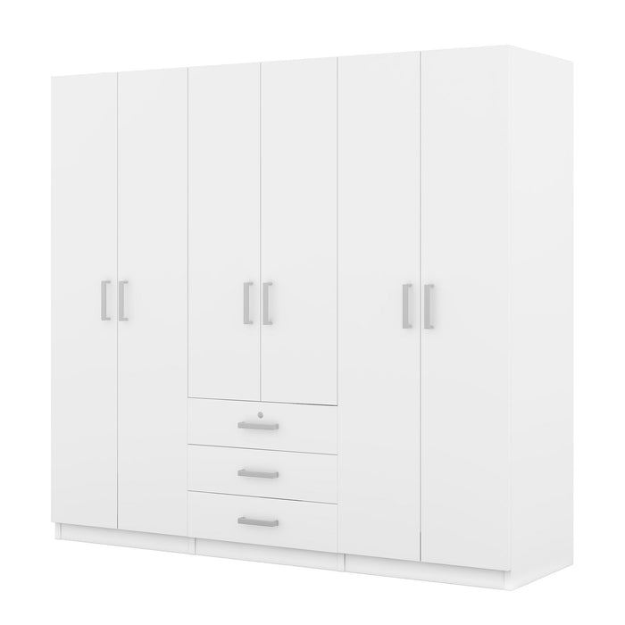 6 Doors Wardrobe Storage For Bedroom, With Big Drawers