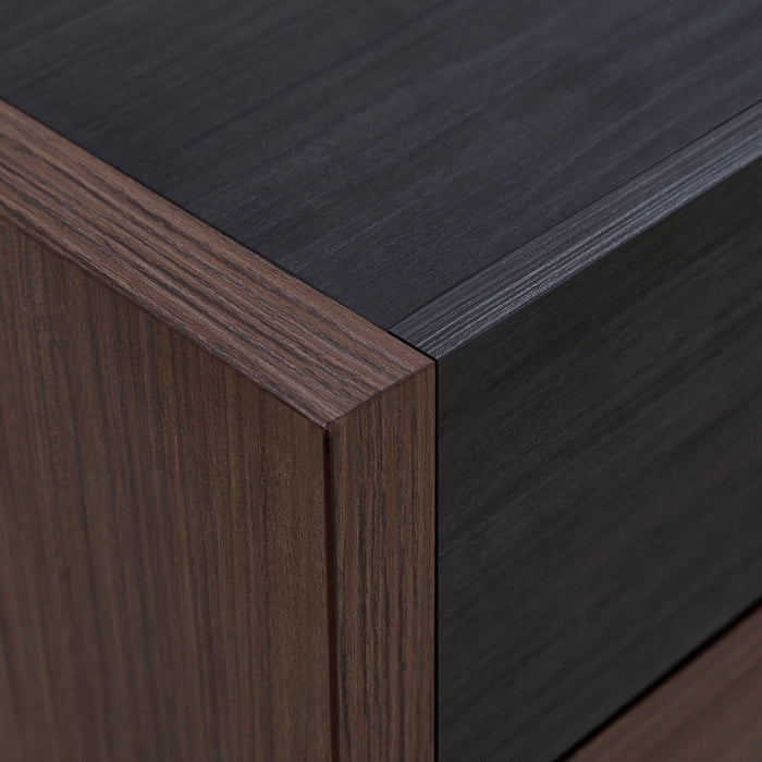 Modern Extendable & Rotating Cabinet With Drawer And Flip Doors For Versatile Storage - Black / Dark Walnut