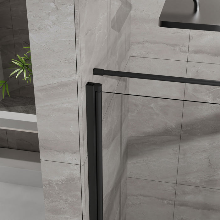 Corner Shower Enclosure, Frameless Pivot Door - Black