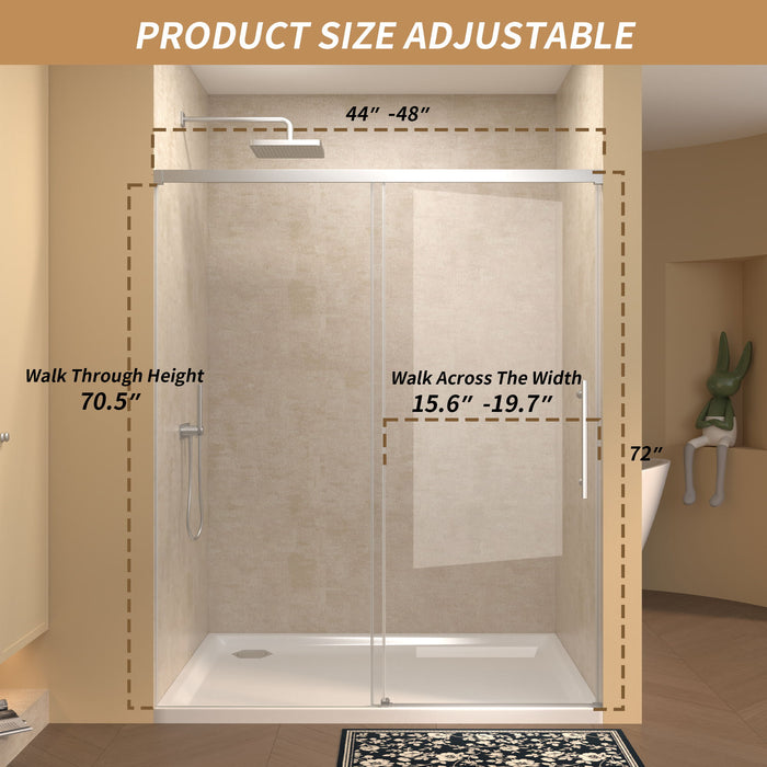 Frameless Single Sliding Shower Door With Handle