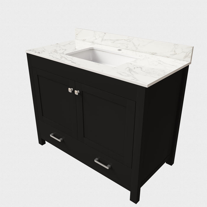 Bathroom Vanity Set, Cabinet With Doors & Drawers, Single Faucet Hole - Black