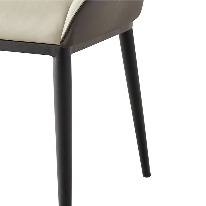 Modern Dining Chair Set Upholstered Seats Steel Metal Legs 2 Tone Contemporary Kitchen Living Room Furniture (Set of 2) - Black / Gray