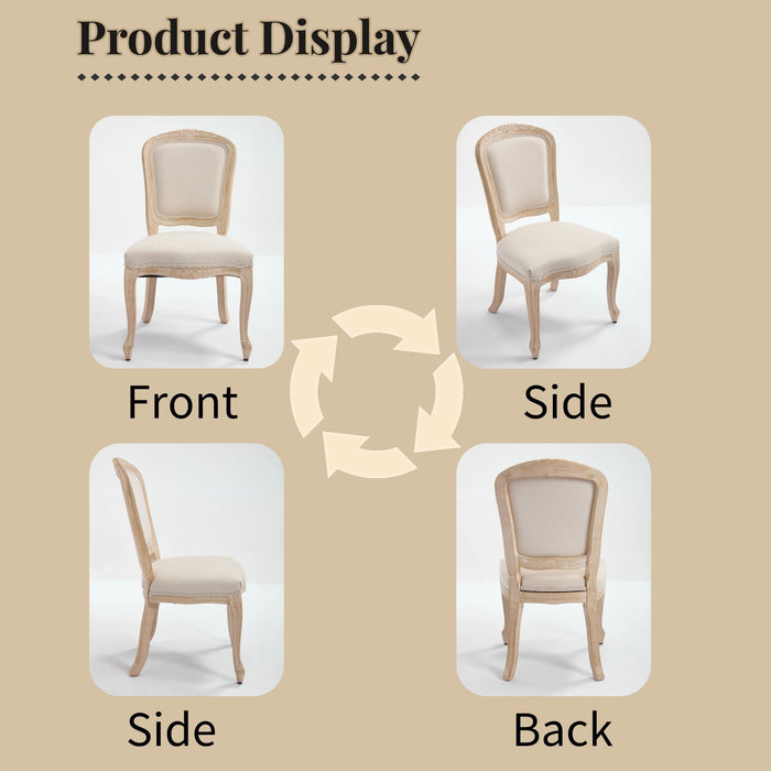 Dining Chairs Upholstered With Fan Shaped Back (Set of 2) - Beige