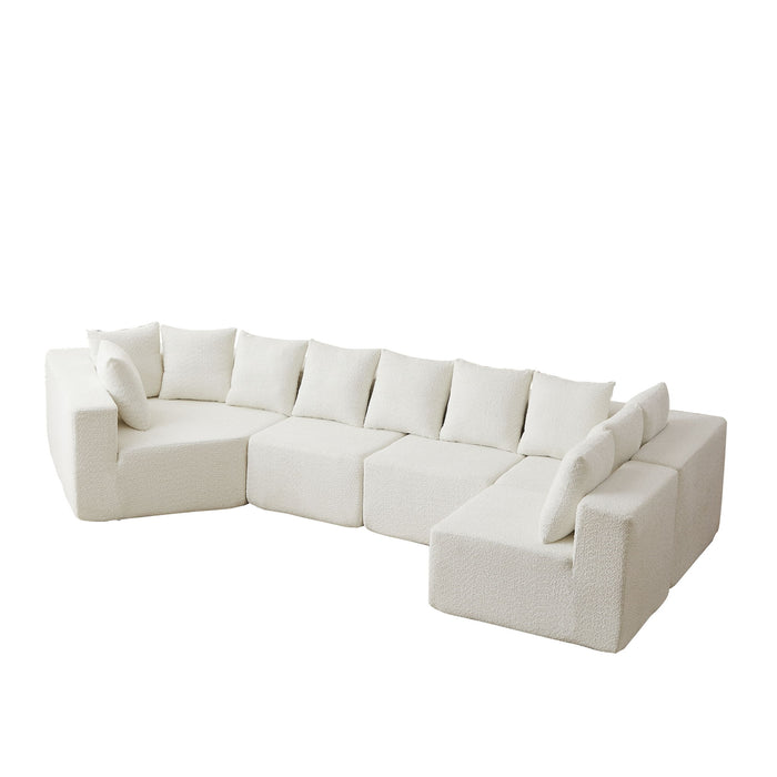 L - Shaped Modular Sofa With Deep Seat And 11 Pillows